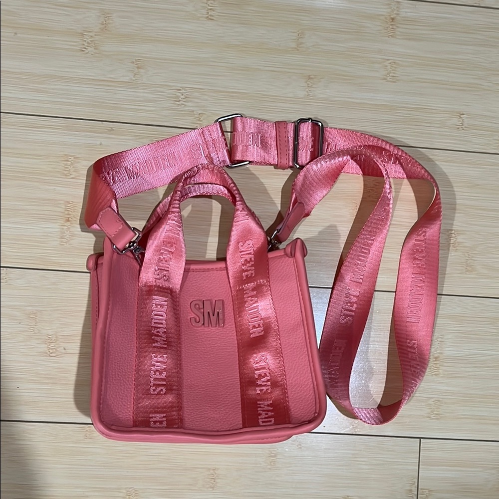 Steve Madden Coral Pink Crossbody Bag with Branded Strap